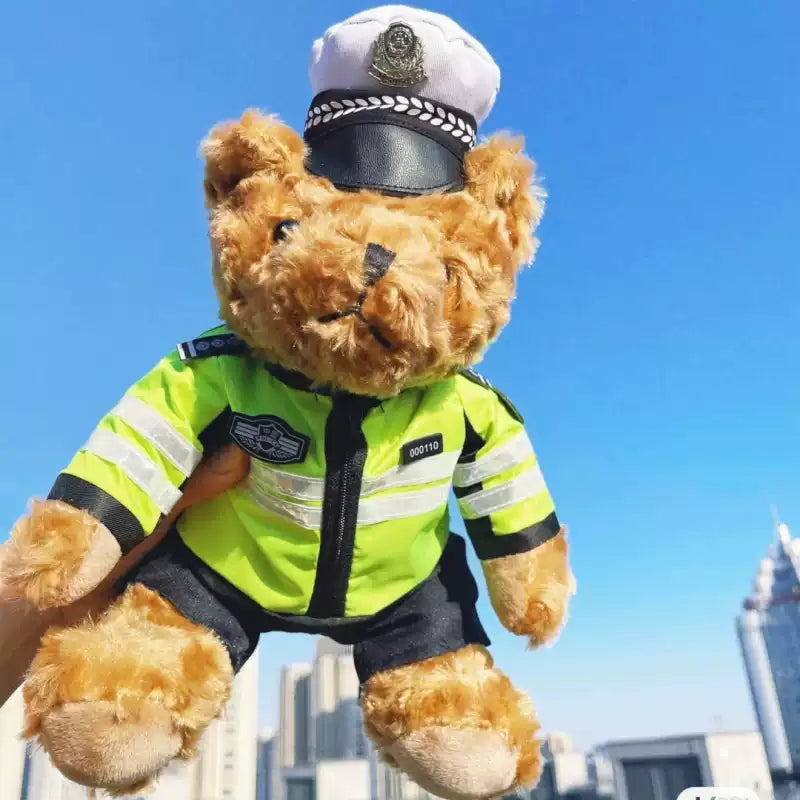 🚔 Chocolate Police Teddy Bear – On Duty & Ready to Cuddle 🚔